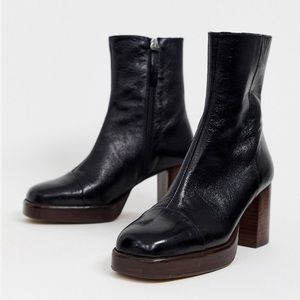 ASOS DESIGN Reunion Premium Leather Platform Boots